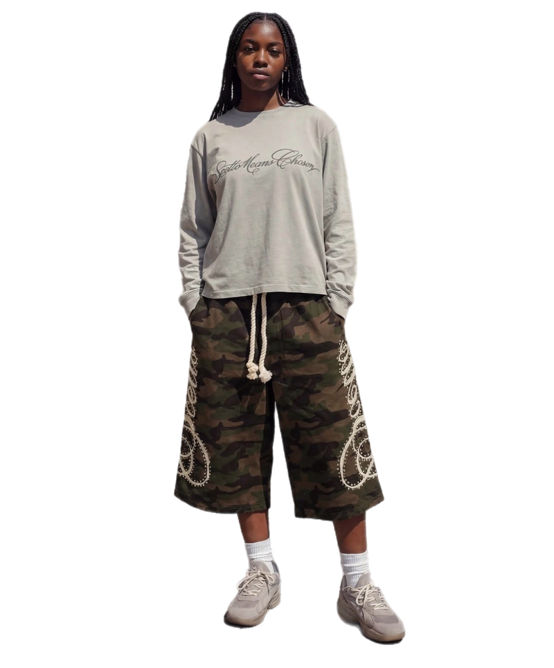 CAMO 3/4 SCRIPT SHORTS