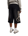 BLACK 3/4 SCRIPT SHORTS