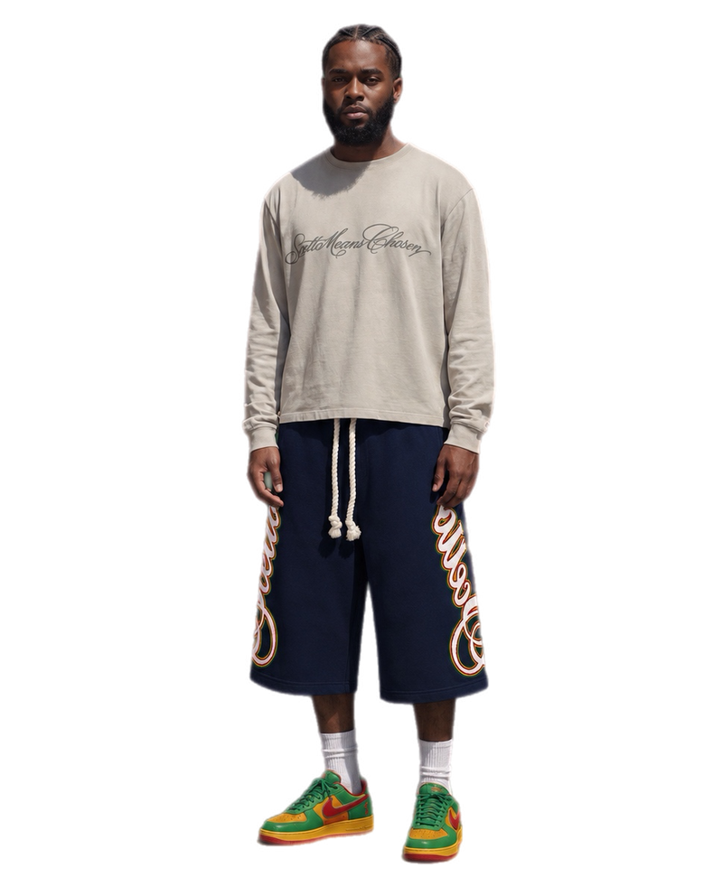 PRE ORDER: Navy Scelto 3/4 Script Shorts