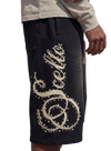 BLACK 3/4 SCRIPT SHORTS